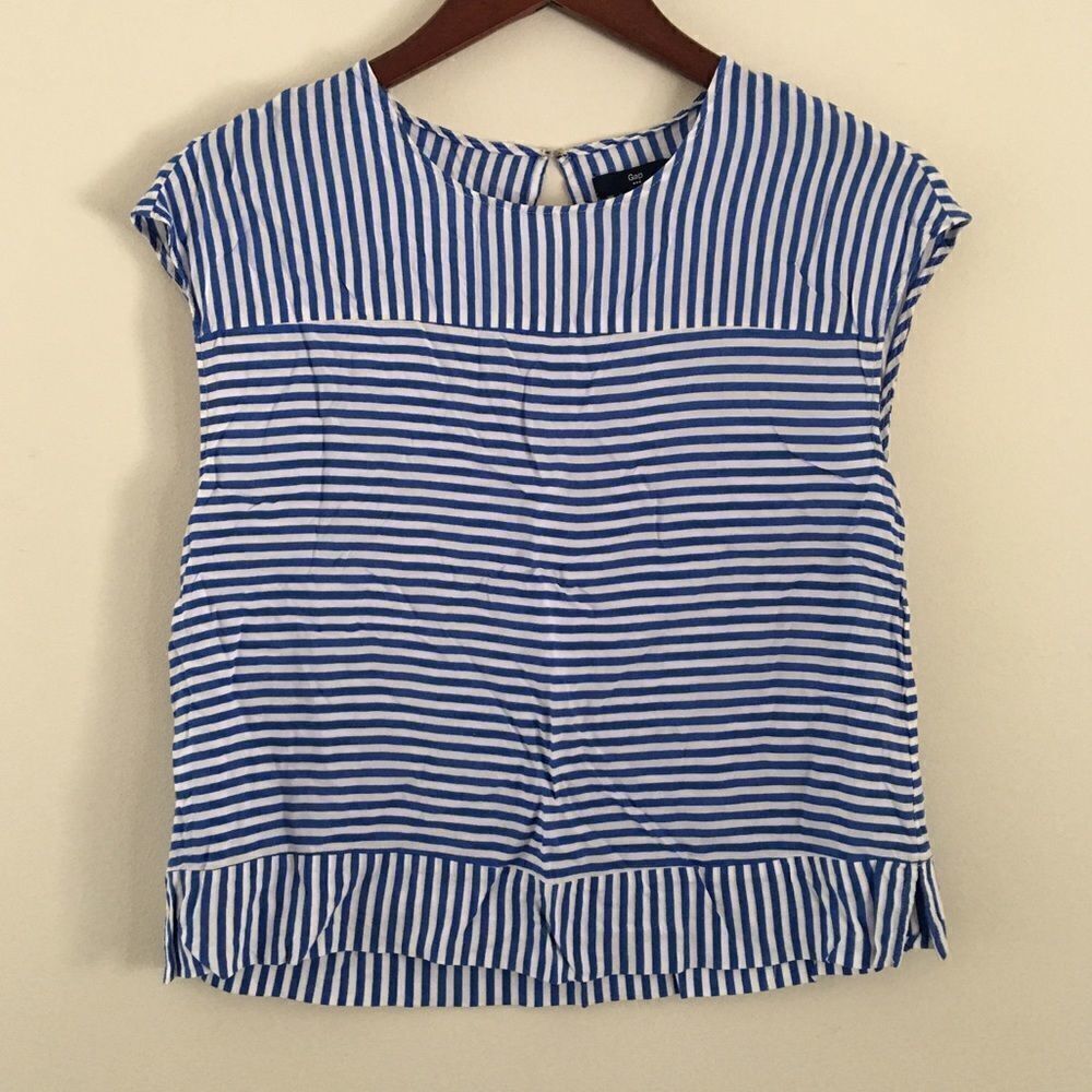 GAP blue & white stripe boxy blouse | Size Medium